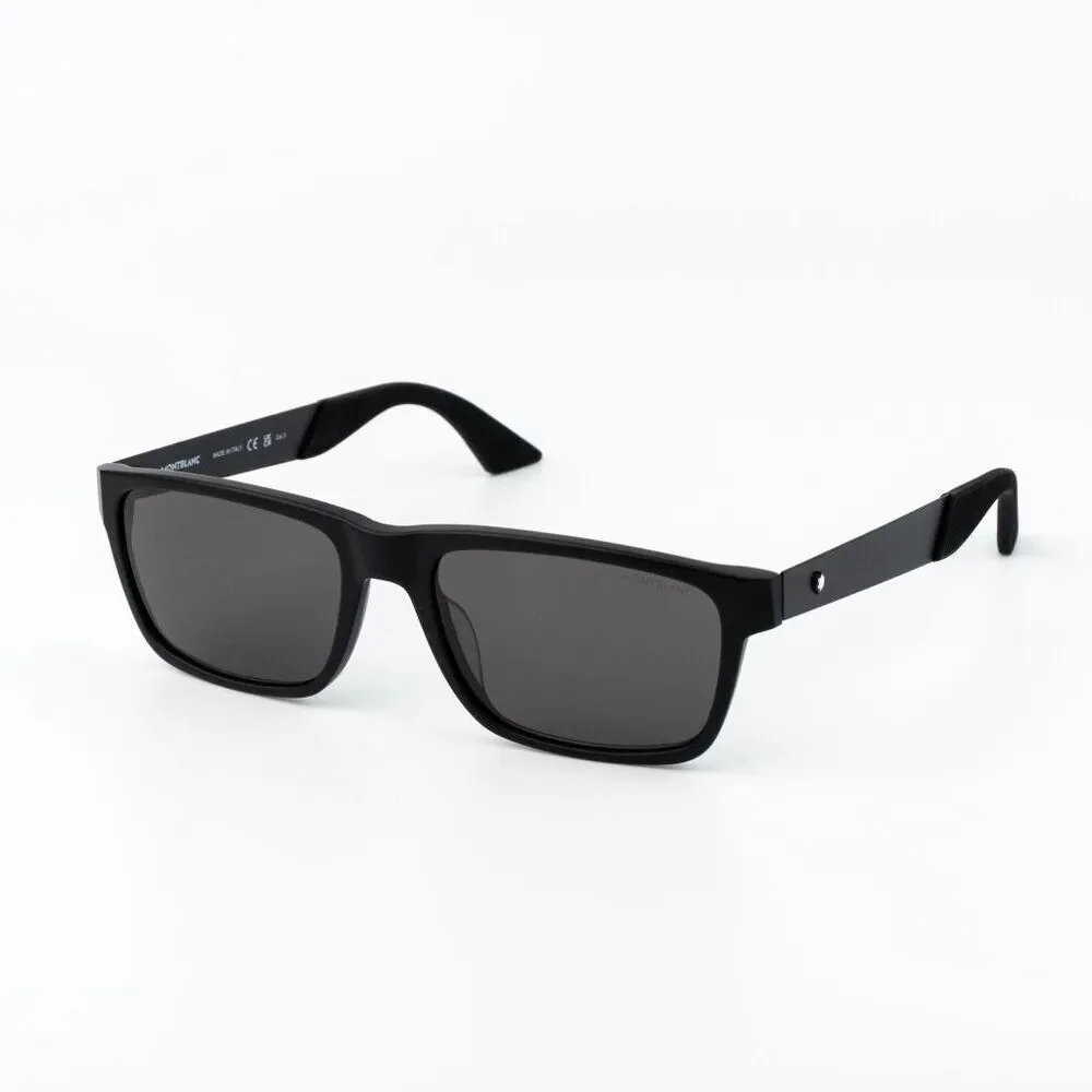 Montblanc Men Sunglasses Matte Black Grey Rectangle MB0299S 005 NEW AUTHENTIC